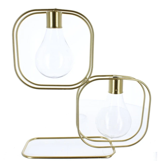 Doppelvase - 2 GlĂŒhbirnen - Aus Metall Und Kunststoff - Ca. 25 X 9 X 25,5 Cm