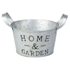 Übertopf - Home & Garden - Aus Metall - Ca. 16 X 9,5/ 13,5 X 12,5 Cm