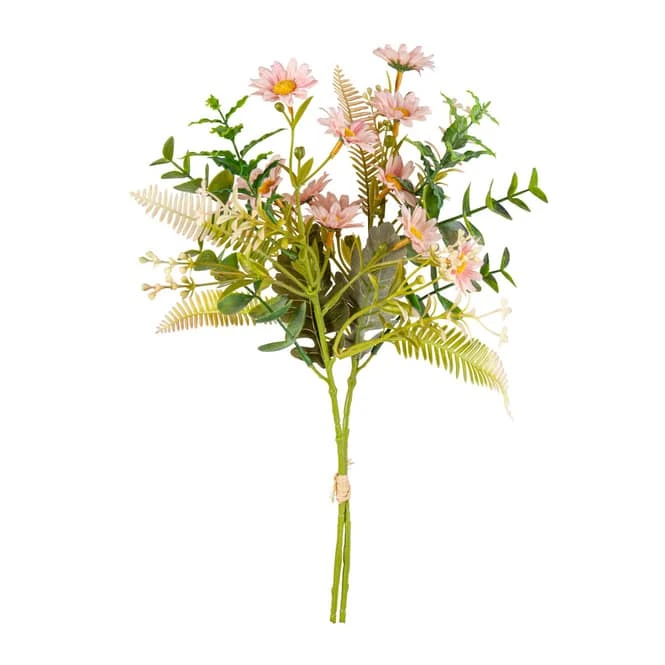 Kunstblumen - Blütenmix-Bund - Rosa/grün - Ca. 34 Cm