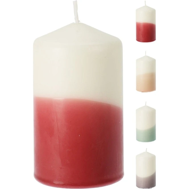 Stumpenkerze - Höhe Ca. 10 Cm - Zweifarbig - 1 Stück