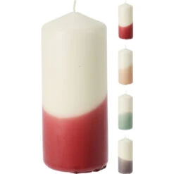 Stumpenkerze - Höhe Ca. 14 Cm - Zweifarbig - 1 Stück