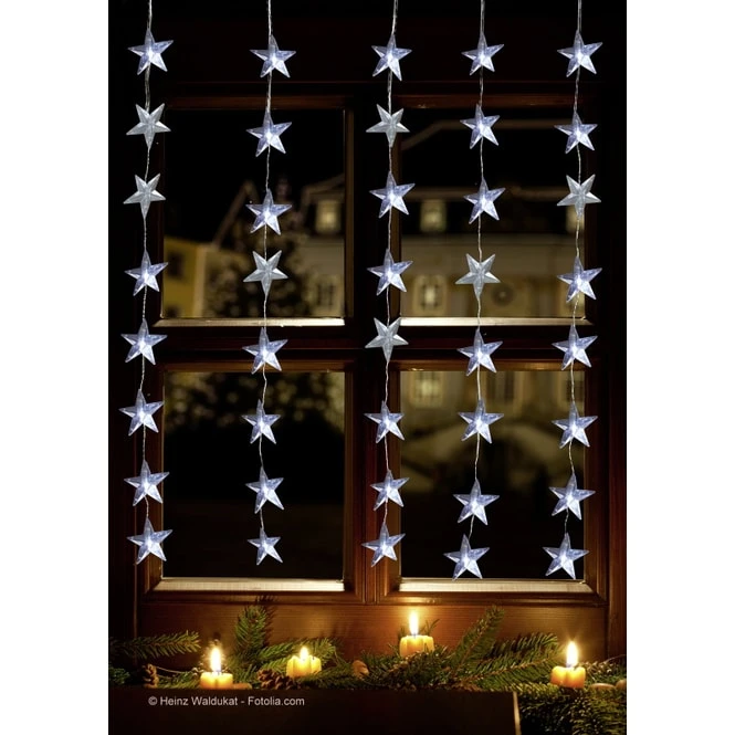 40er LED-Lichtervorhang - Sterne - Ca. 120 X 100 Cm