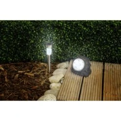 LED-Solarlampe Aus Edelstahl - Mit ErdspieĂ - Ca. 36,5 Cm
