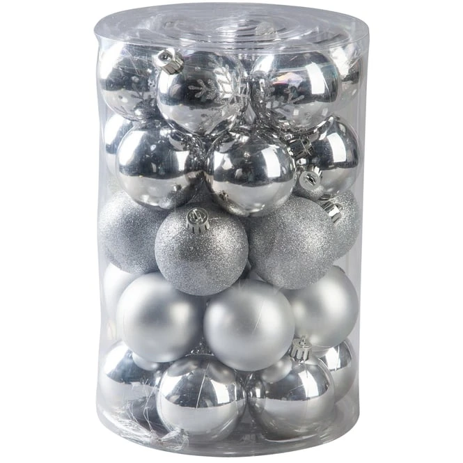 Christbaumkugeln - Silber - 30 Stück – Bild 2
