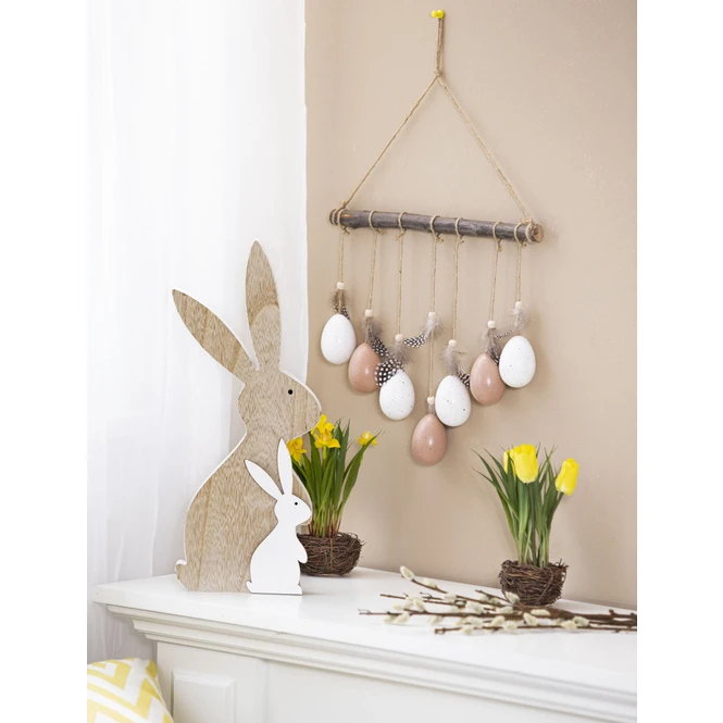 DekohÀnger - Zweig Mit Eiern - Aus Holz - Ca. 30 X 4 X 50 Cm