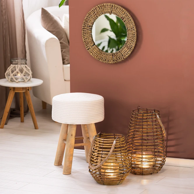 Teelichthalter - Makramee - Aus Glas - Ca. 11,5 X 15 Cm