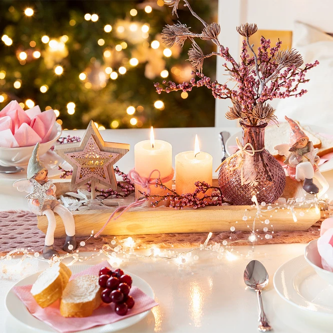 Stumpenkerze - Levi - Ca. 6 X 11 Cm - Rosa/gold â Bild 2