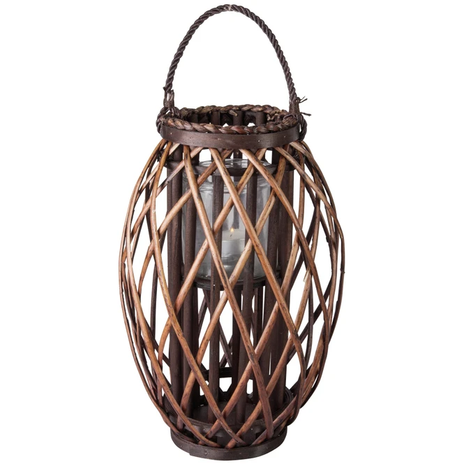 Windlicht - Mit Brauner Weide Ummantelt - Ca. 17 X 41 Cm â Bild 2