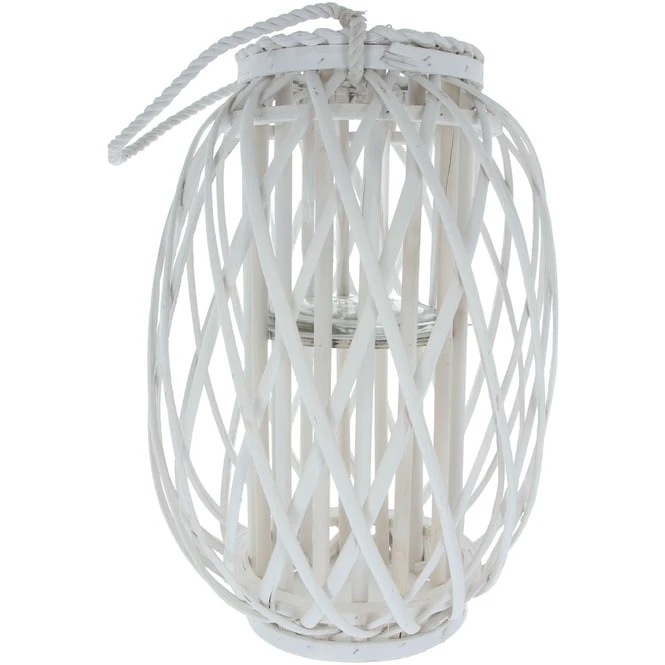 Windlicht - Aus Weißer Weide - Ca. 17 X 41 Cm