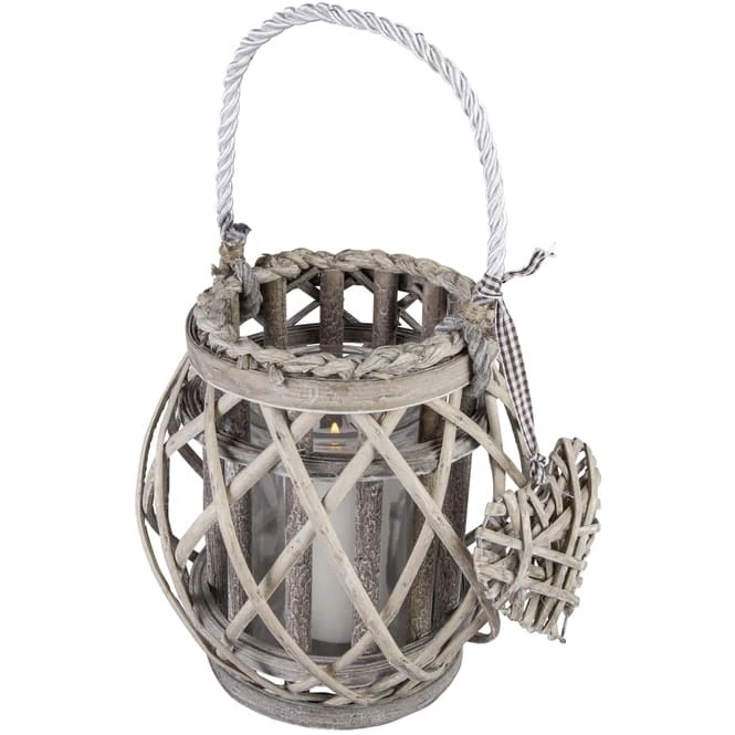 Windlicht - Mit Weide Ummantelt - 21 Cm - Verschiedene Farben â Bild 3